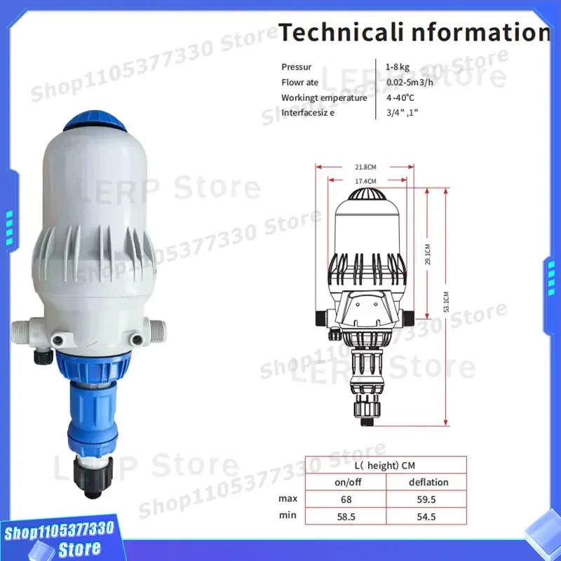 Automatic Proportional Hydraulic Dosing Pump for Agricultural Garden Irrigation System Fertilizer Injector Aquatic Greenhouse