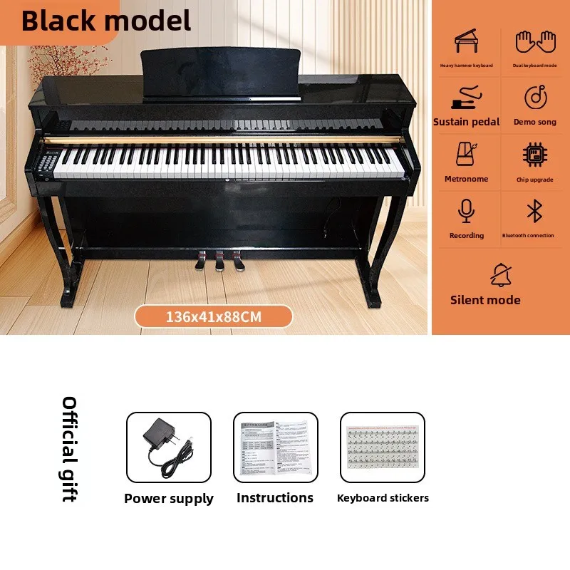 Electronic Piano Smart Piano Beginner Adult, Upright Piano Musical Instrument Professional Electric  88-key Heavy Hammer