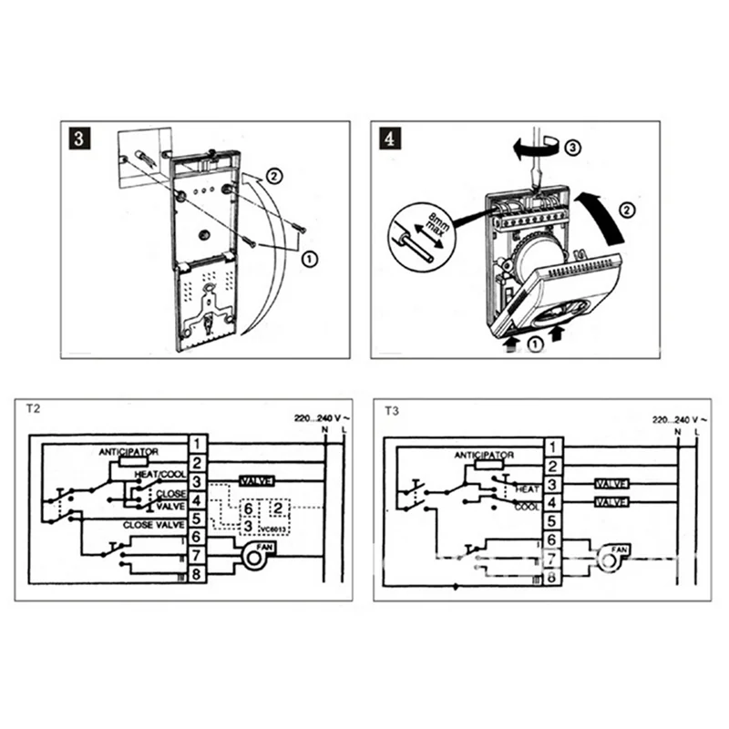 ABVG-4X mt01 220vac sala termostato mecânico ar condicionado ventilador bobina termostato controlador de temperatura quente