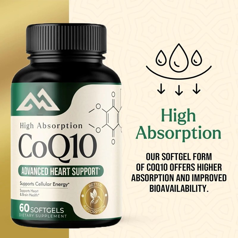 CoQ10 100mg Soft Capsules - Highly Absorbent, Antioxidant Promotes Heart Health and Cellular Energy Support 60 Capsules