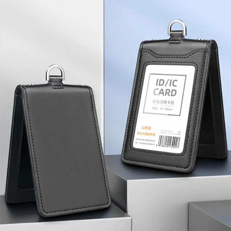 Real Leather ID Badge Holder Lanyard for Airport Ground Staff Employee Work Card Case Personalized Name Tag Cover Neck Strap