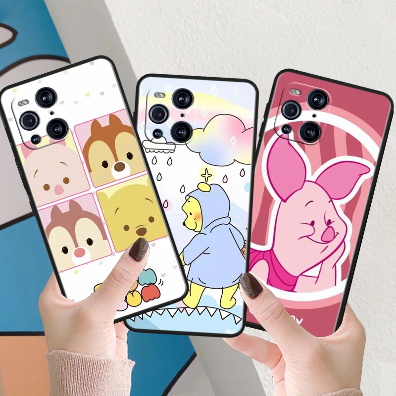 Disney Piggy Pijie For OPPO Find X6 X5 X3 X2 F21S F21 Pro Lite Neo Black Silicone Fundas Soft Cover Capa Phone Case