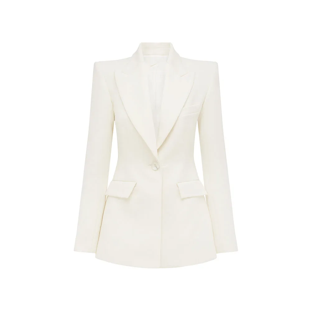 여성 패션 정장 원버튼 피크 라펠 투피스 자켓 팬츠 블레이저 세트 스마트 슬림핏 오피스 데일리룩 여성 의류