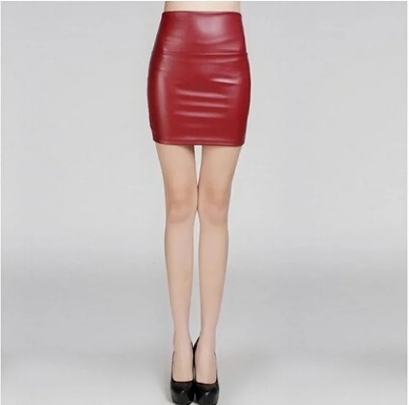 New Leather Skirt Explosive Women Fashion High Waist PU Leather Skinny Thicken Mini Hip Skirt Sexy  for Sex Women's Skirt