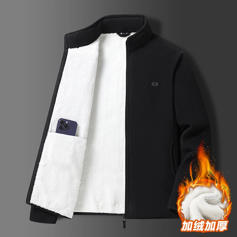 

Новое мужское флисовое пальто на осень и зиму 2025 года с толстым флисом, модный и модный воротник-стойка, удобная куртка