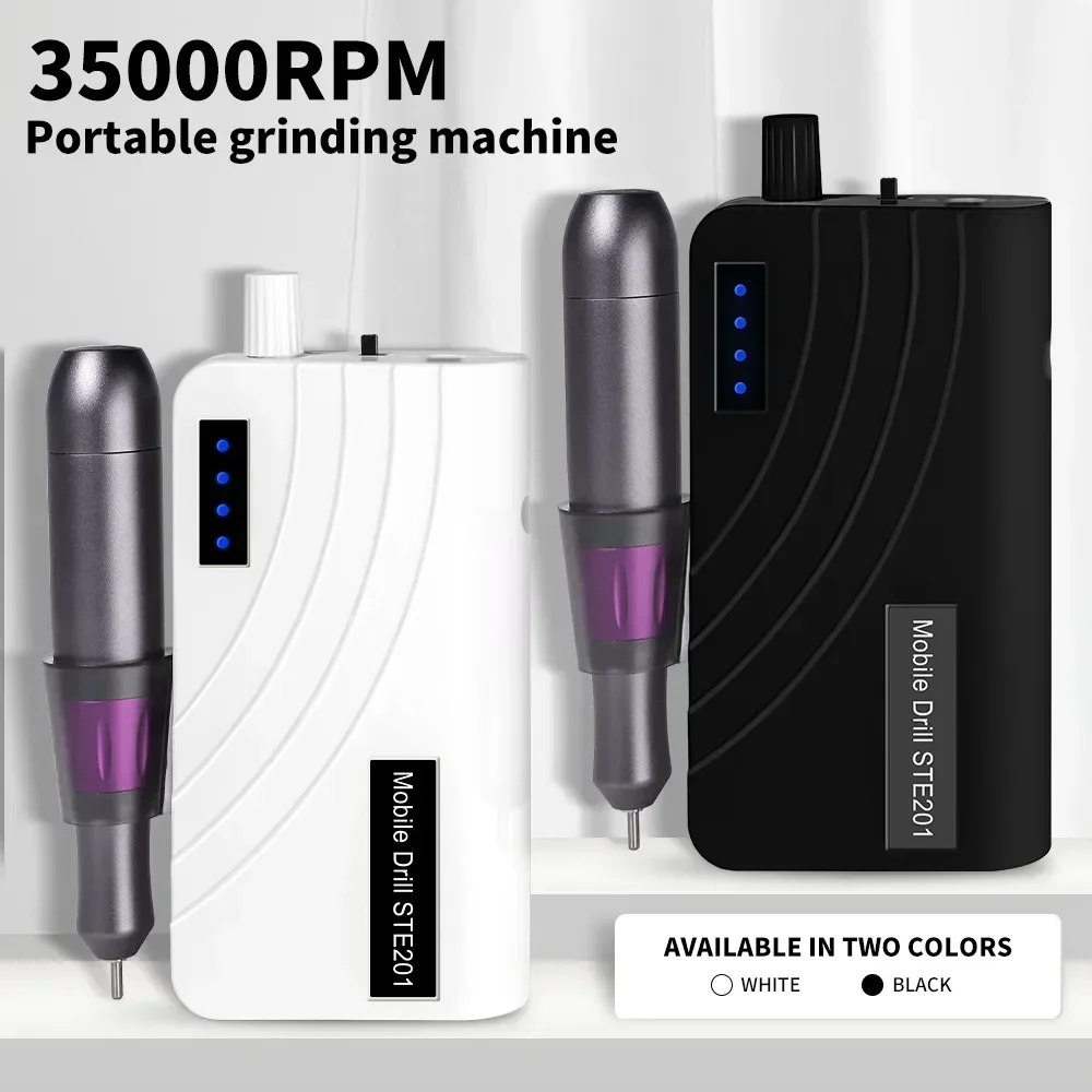 전기 네일 드릴 머신, 전문 충전식 네일 파일, 젤 네일 광택제 샌딩기, 저소음, 35000 RPM