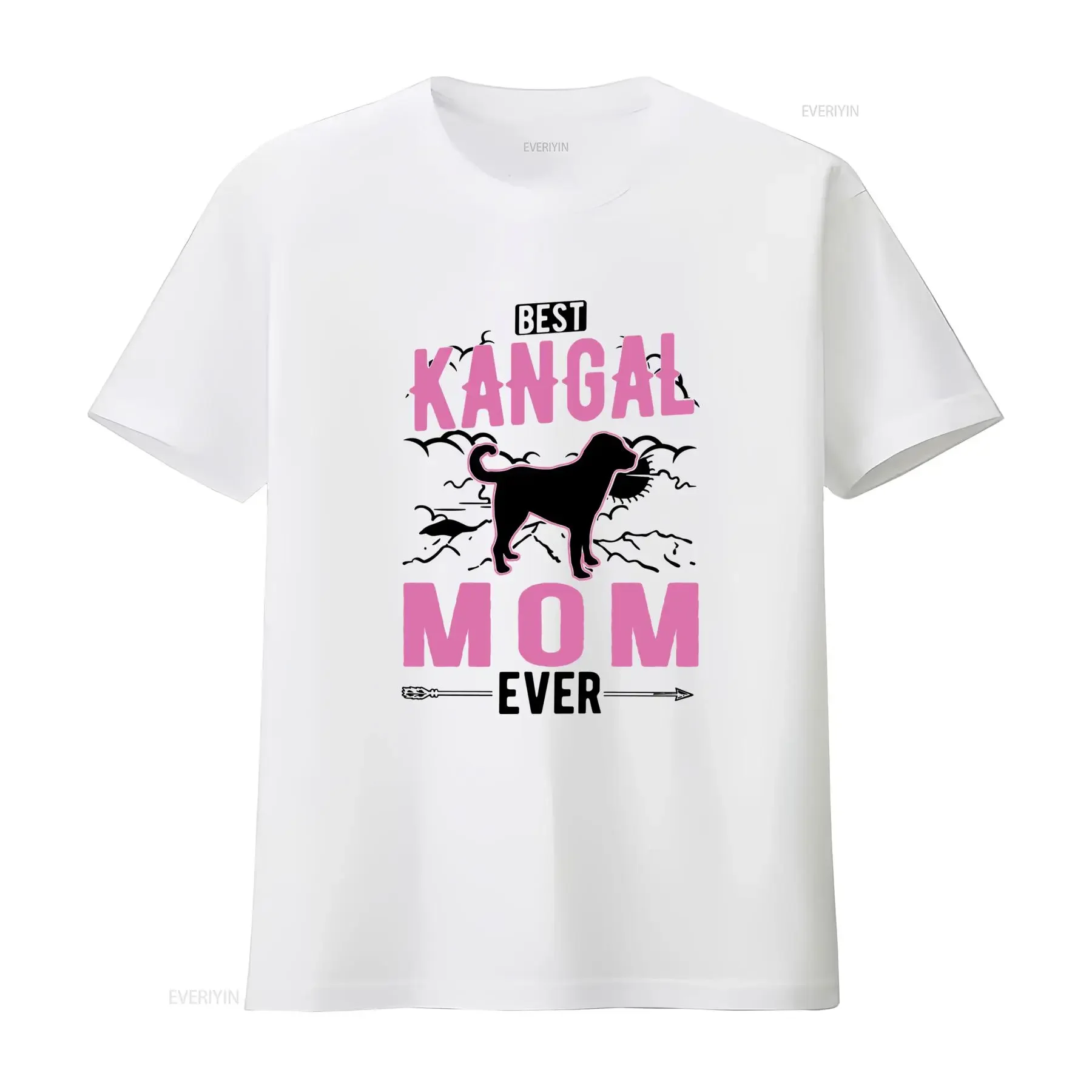 Camiseta Best Kangal Mom Ever para mujer con estampado de silueta de perro, top vintage lavado para uso diario, ropa de calle suave unisex
