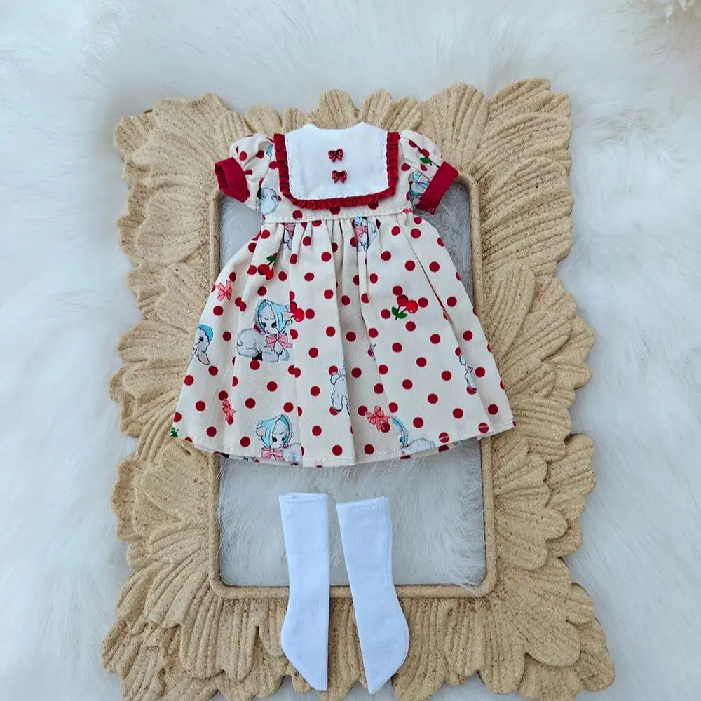 블라이스 인형 옷 빈티지 귀여운 빨간 드레스 블라이스 인형 용 수제 드레스 28-30 cm 액세서리 OB22 OB24 AZONE