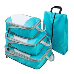 4 Pcs/set Compression Packing Cubes Travel Storage Bag Suitcase Packing Mesh Bags for Clothing Underwear Shoes