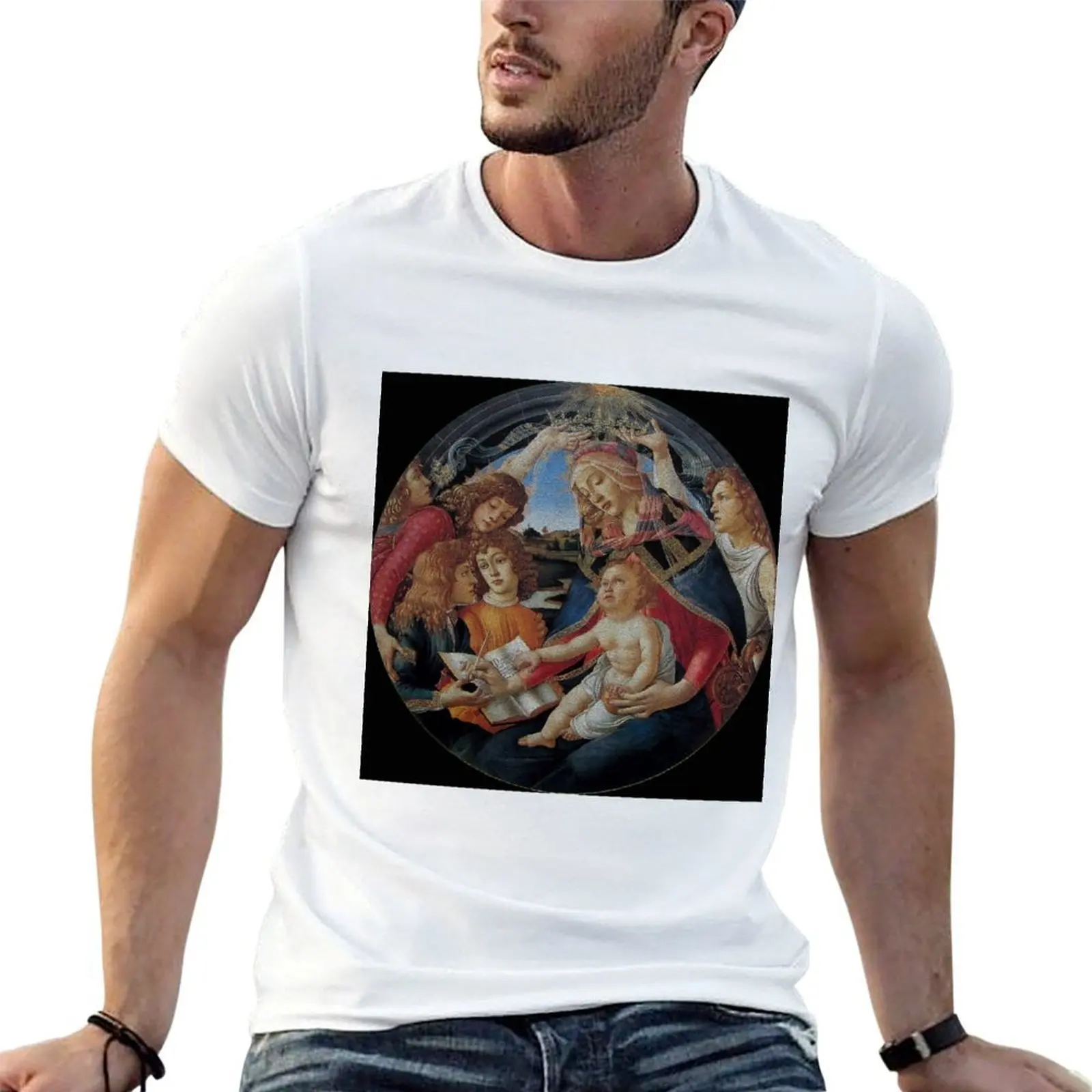 

My Boticelli Serie :Madonna del Magnificat T-Shirt man t shirt cotton high quality cotton t shirt pack T-Shirt
