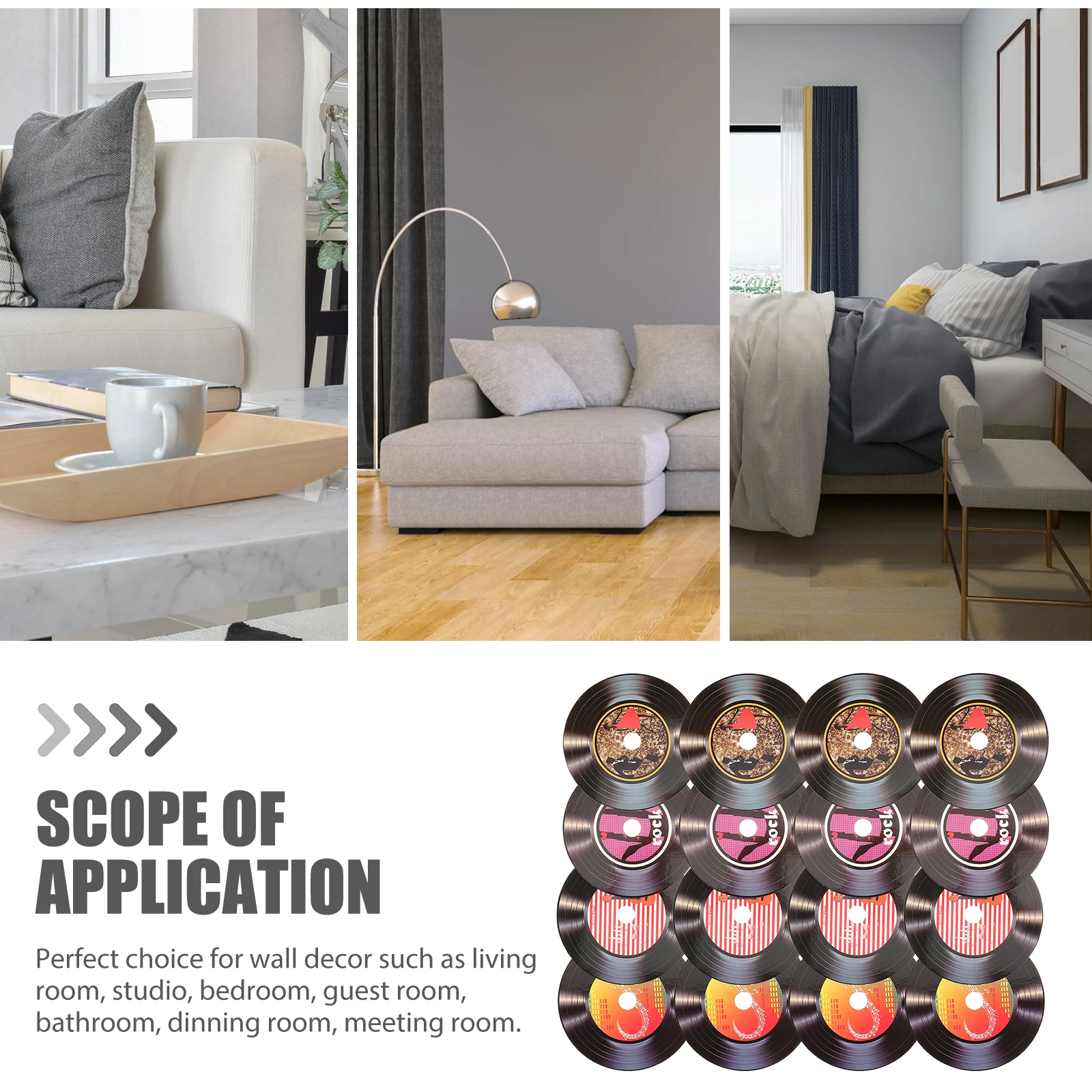 

16Pcs Vinyl Records Decor Retro Bedroom Wall Decorations Music Room Art Aesthetic Record Wall Decor Fake Records