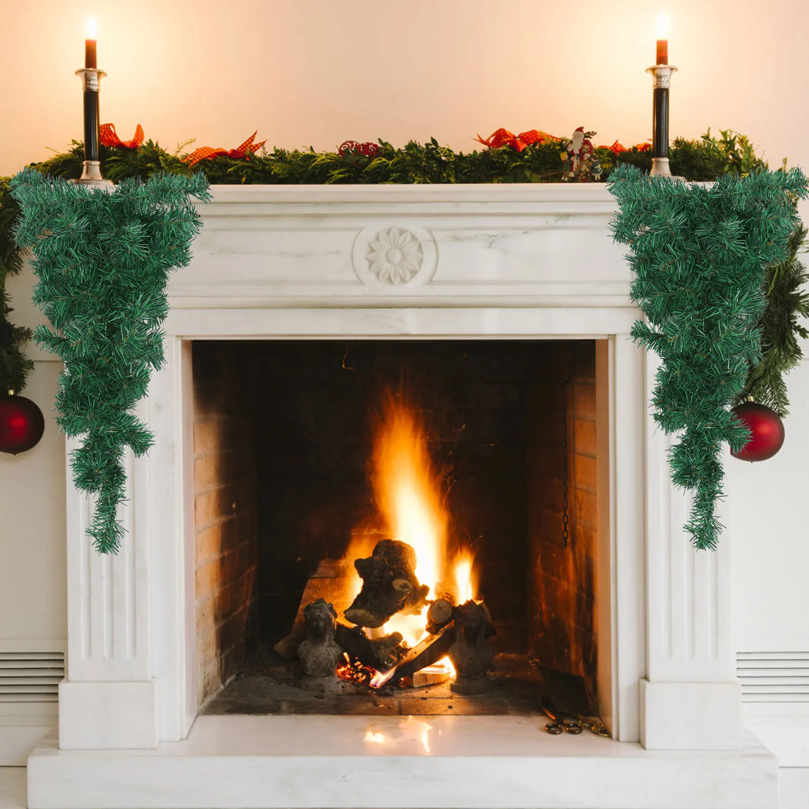 

1Pcs Simulated Plant Pendant Green Plastic Iron Xmas Tree Hanging Decor Christmas Home Decoration Party Supply Ornament