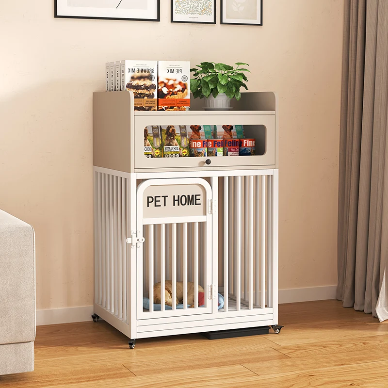 Luxury solid wood dog cage with locker toilet pet large, medium and small dog house indoor multi-functional dog villa