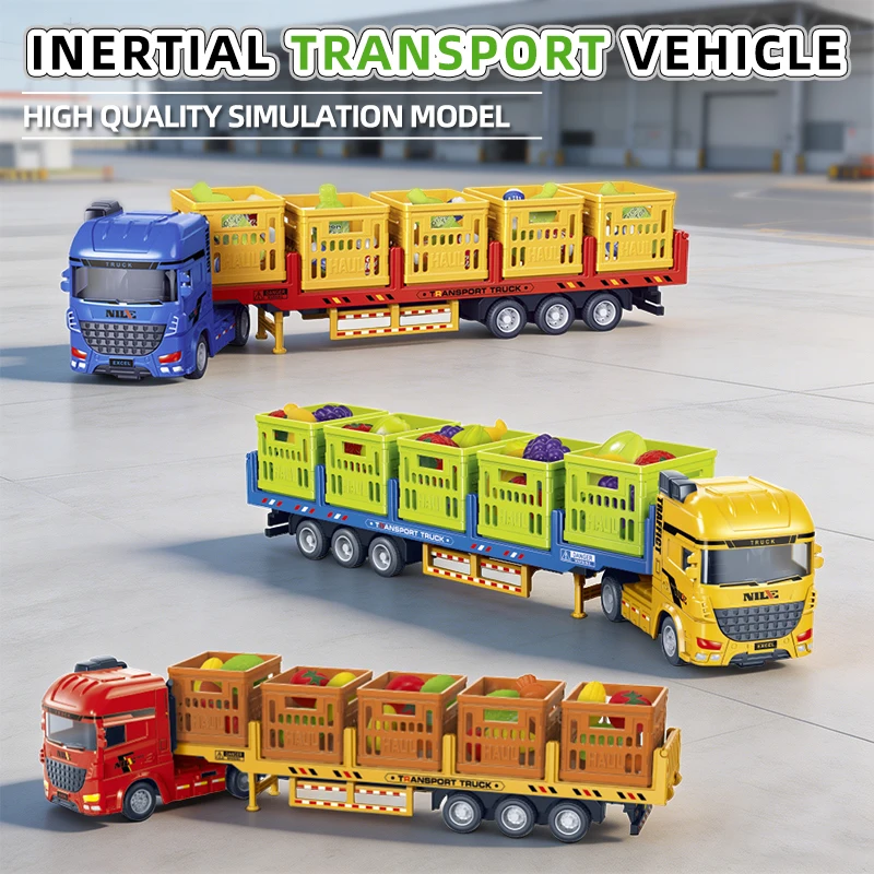 Alloy Diecast Truck Transport Trailer Collection Car Freight Roadblock Flat Board Truck Baby Large Car Model Children's Gift - view 3
