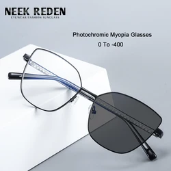 Retro Cat Eye Photochromic Myopia Glasses Alloy Frames Women Prescription Nearsighted Eyelasses 0 -0.5 -0.75 -1.25 -3.25 -4.0