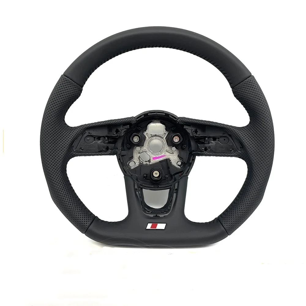 For Audi RS3 RS4 RS5 A3 A4 B9 A5 S3 S4 S5 Perforated LeatherBlack Stitching RS/S Logo Steering Wheel Base Assembly