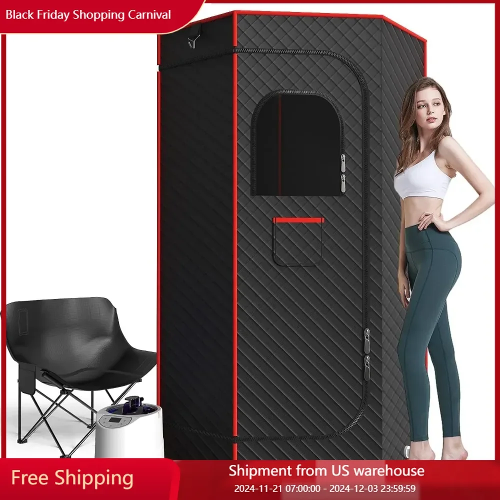 Saunas Box - Portable Sauna for Home, Full-Body Steam Sauna with 2.6 L Steamer, Chair, Remote Control Included, Home Sauna Tent