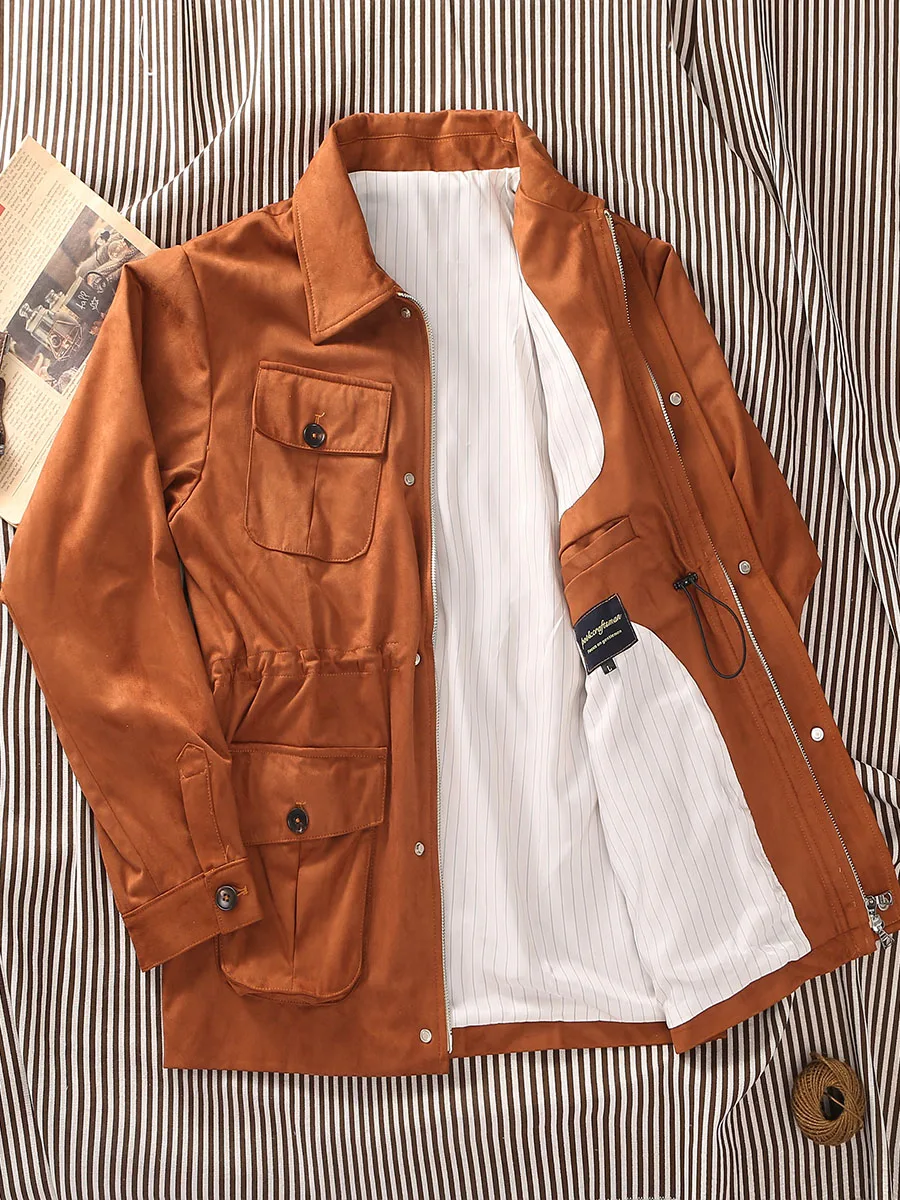 

PT Custom Safari Jacket Мужское замшевое пальто средней длины с талией M65 в городском стиле