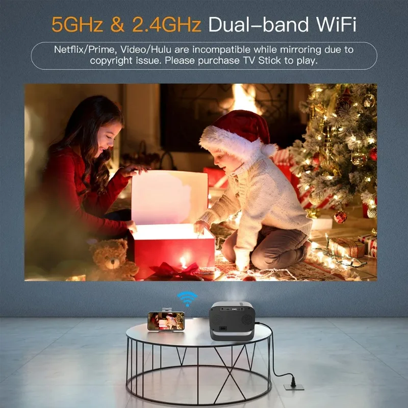 Xiaomi P28B/P28A Mini Projector 8K Full HD LED Wifi Projector 8000 Lumens Android 9 Support 1080P Home Video For Outdoor Movie