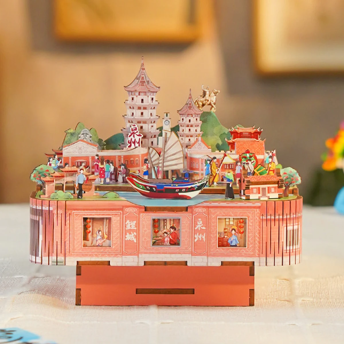 Music Box Wooden 3D Puzzle Rotating - Minyun Quanzhou DIY Music Box 3D