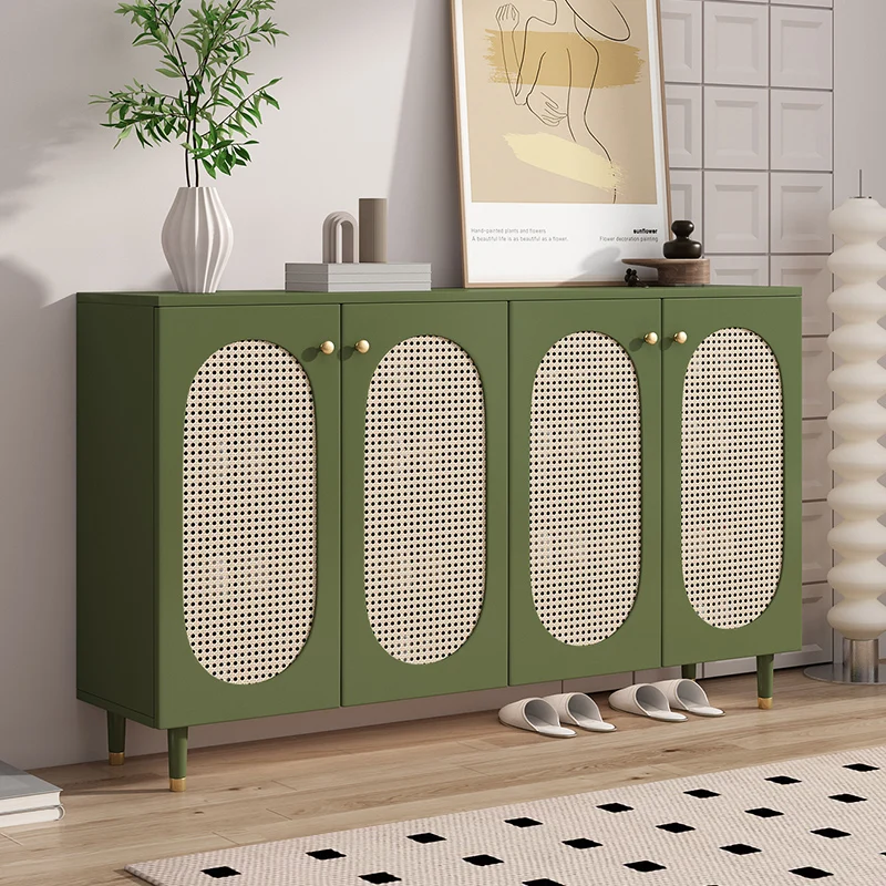 

Luxury Rattan Shoe Cabinet Integrated Light Large Capacity Wall Entrance Cabinet Shoe Rack for Household Doorway Hallway Storage