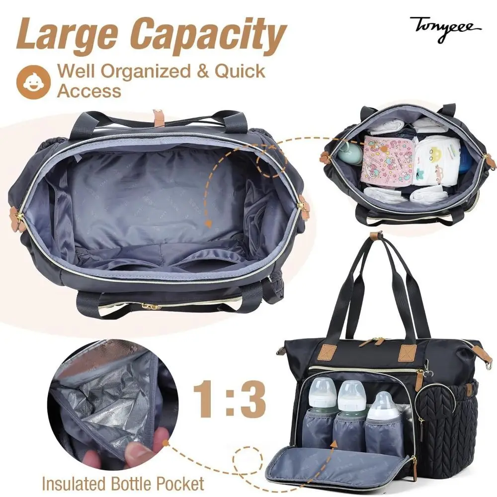 

Large Capacity Diaper Bag Tote with Pacifier Case Adjustable Shoulder Strap Hospital Bag for Labor Delivery with Changing Pad