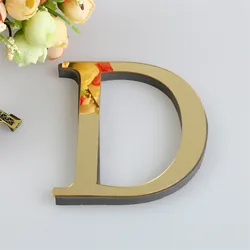 20cm Gold English Letters Wall Stickers Wall Art Alphabet Self-adhesive 3D Acrylic Mirror+EVA Numbers Ornaments For Home Decor