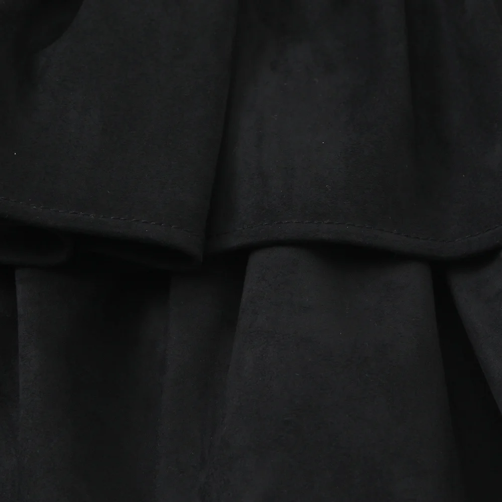 Kaslead nova mulher faion ort dr textura de veludo efeito de camadas decorativas saia linha a sle redondo neline no sve