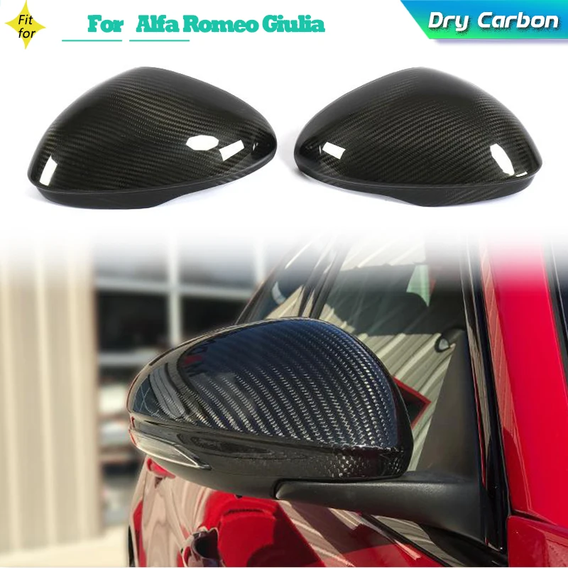 Dry Carbon Car Rearview Mirror Covers Caps for Alfa Romeo Giulia Sedan 4-Door 2015-2018 Racing Rear Side Mirror Caps Shell Case