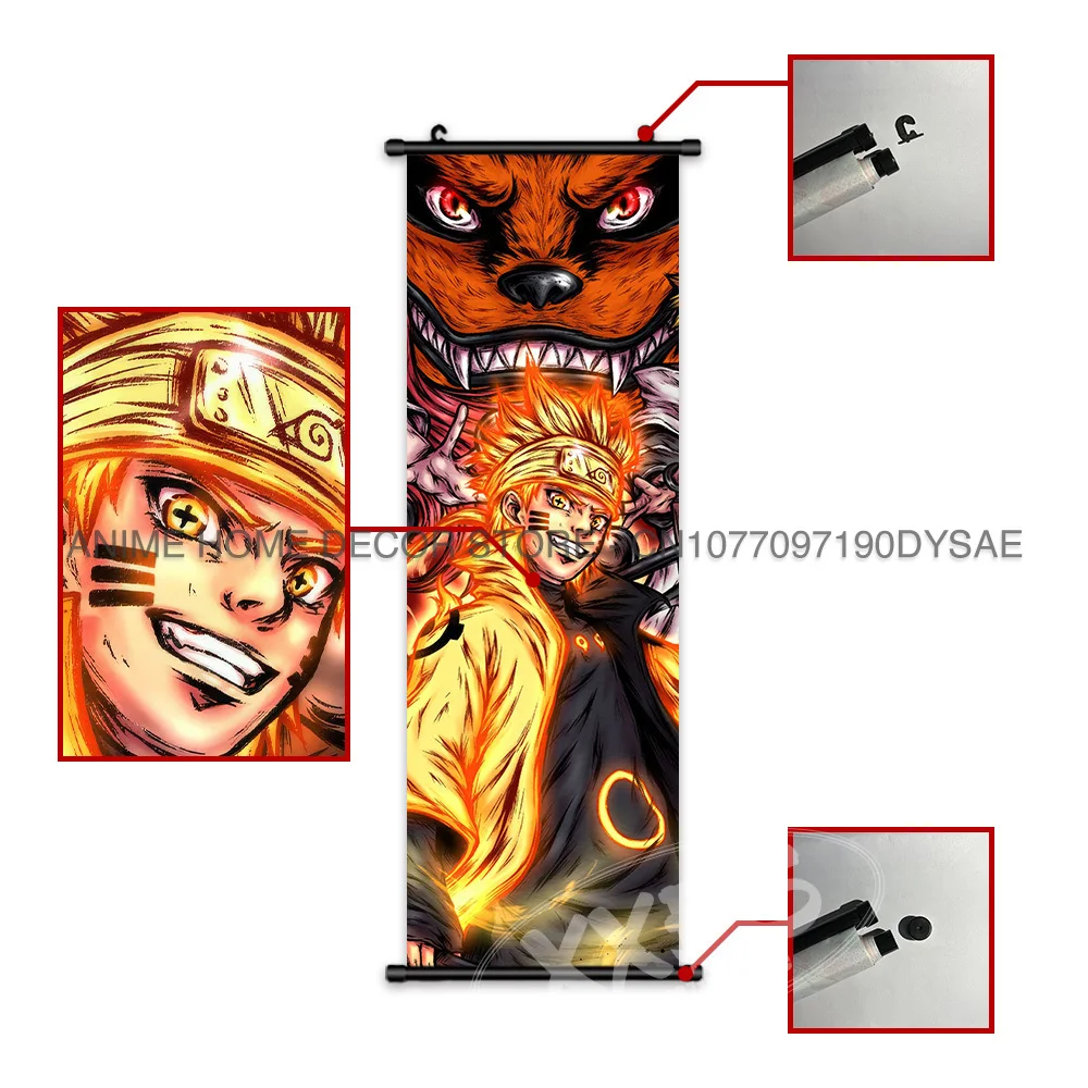 Pósteres de Uzumaki Naruto, decoración del hogar de Sasuke, pintura colgante de Uchiha Madara, imagen de rollos de poder de chico, arte de pared de