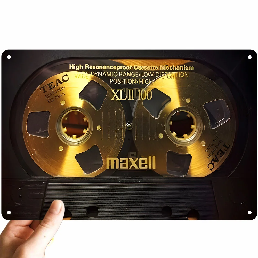 Vintage TEAC Maxell XLII 100 High Resonanceproof Cassette Mechanism High Definition Metal Tin Sign Wall Art – HD Printed Tin Pla
