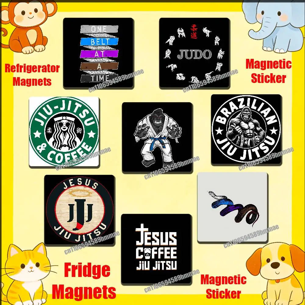 

Brazilian Jiu Jitsu BJJ Japan Judo Coffee Snake Fridge Freezer Refrigerator Magnets Metal Cabinet Magnetic Sticker Cover Home