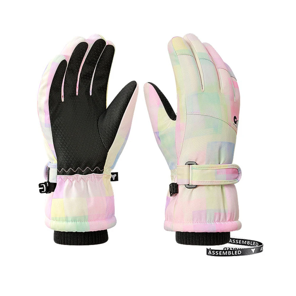 

Детские лыжные перчатки для спорта на открытом воздухе, утолщенные флисовые нескользящие водонепроницаемые ветрозащитные теплые перчатки для детей, снегоплее, велоспорт