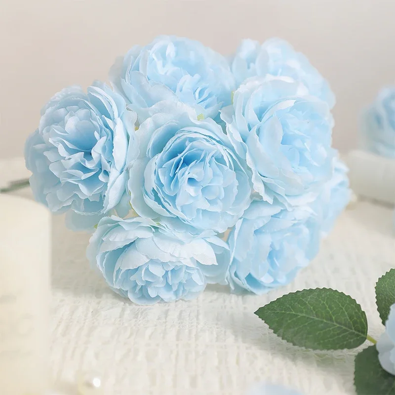 6 Stück künstliche Blumen, Blumenstrauß, 20 cm, künstliche Seidenblumen, Bündel für Zuhause, Raumdekoration, Hochzeitsdekoration, Vase, Ornament, Zubehör – Detail 4