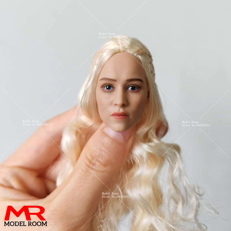 

1/6 Emilia Clarke Head Sculpt Golden Long Hair Female Head Carving Model Fit 12'' Soldier Action Figure Body Dolls