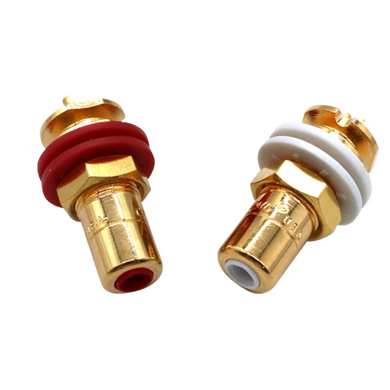 2PCS CMC 816u RCA Oxygen-free Copper Plated 24K Gold RCA Sockets Signal Seat Lotus Speaker Binding Posts Terminal Connectors