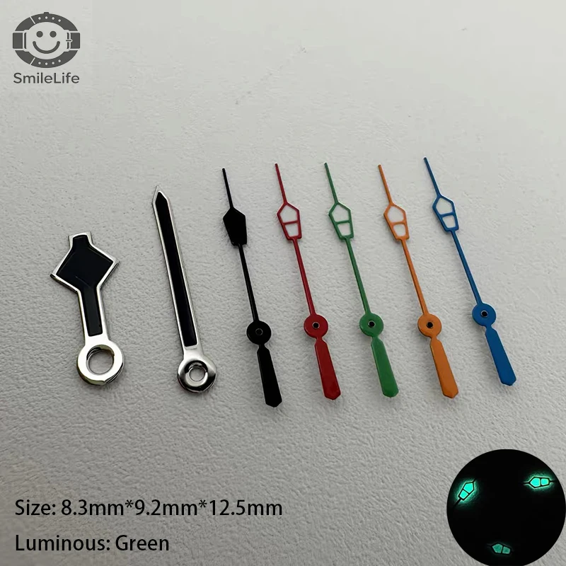 SmileLife NH35 Green Luminous Colorful Hands 8.3*9.2*12.5mm Watch Hands Fit NH35/NH36 Movement Watch Accessories Watch Hands