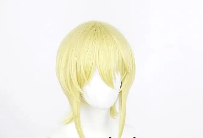 Cosplay Pruik Blonde Korte Hittebestendige Synthetische Haren + Gratis Pruik Cap