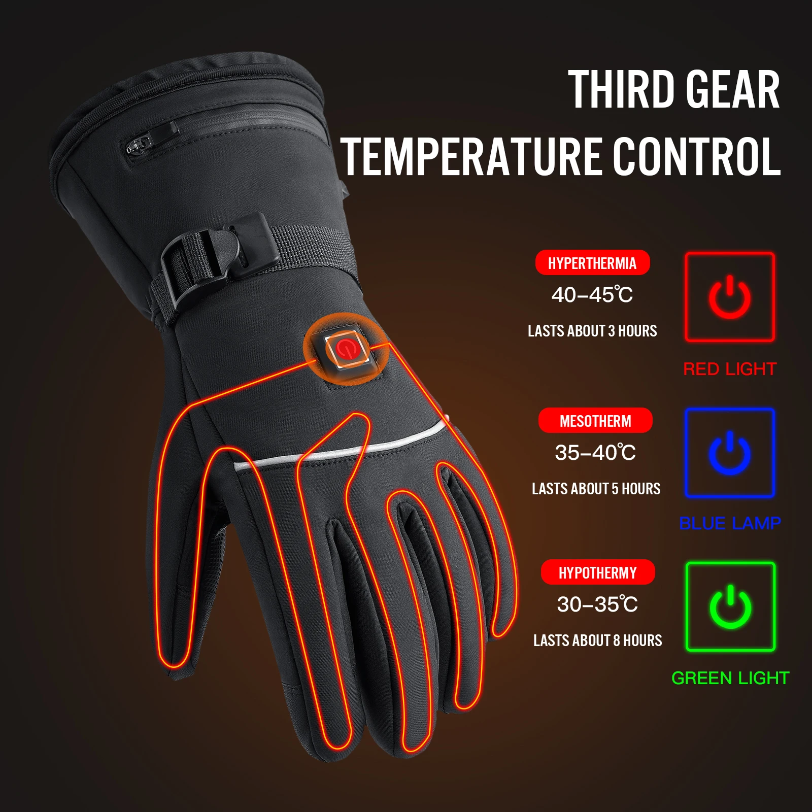 Waterproof USB Rechargeable Electric Heated Gloves Women Men Touchscreen Thermal Motorcycle Gloves Heated for Motorbike Skiing