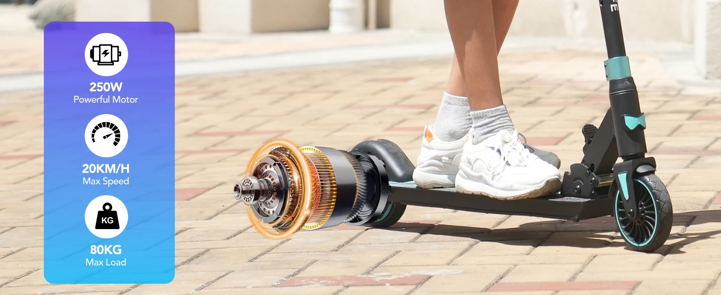 RCB Electric Scooter for Children Aged 8-12-16 Years, Only 7.55KG Foldable Electric Scooters, Two Types of Braking, Max 16 Km
