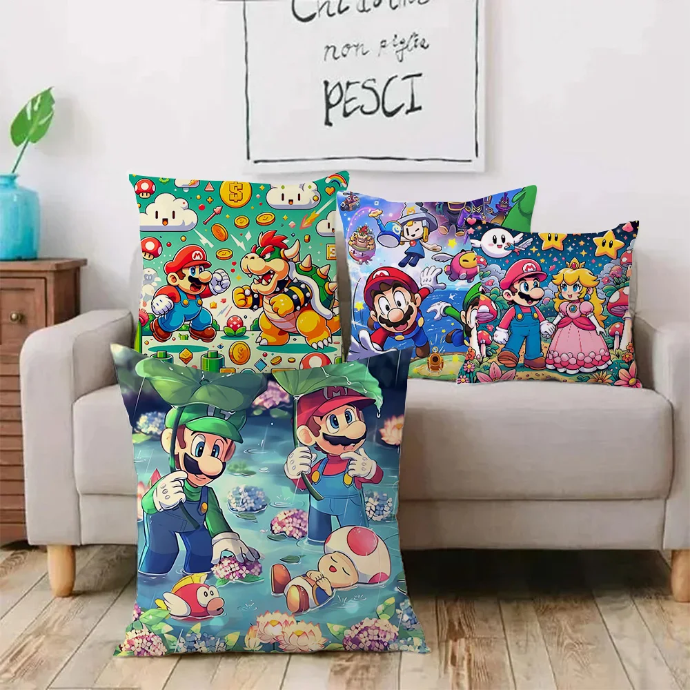 Cool super mario Pillow Covers Cartoon Sofa Decorative Home Double-sided Printing Short Plush Cute Cushion Cover