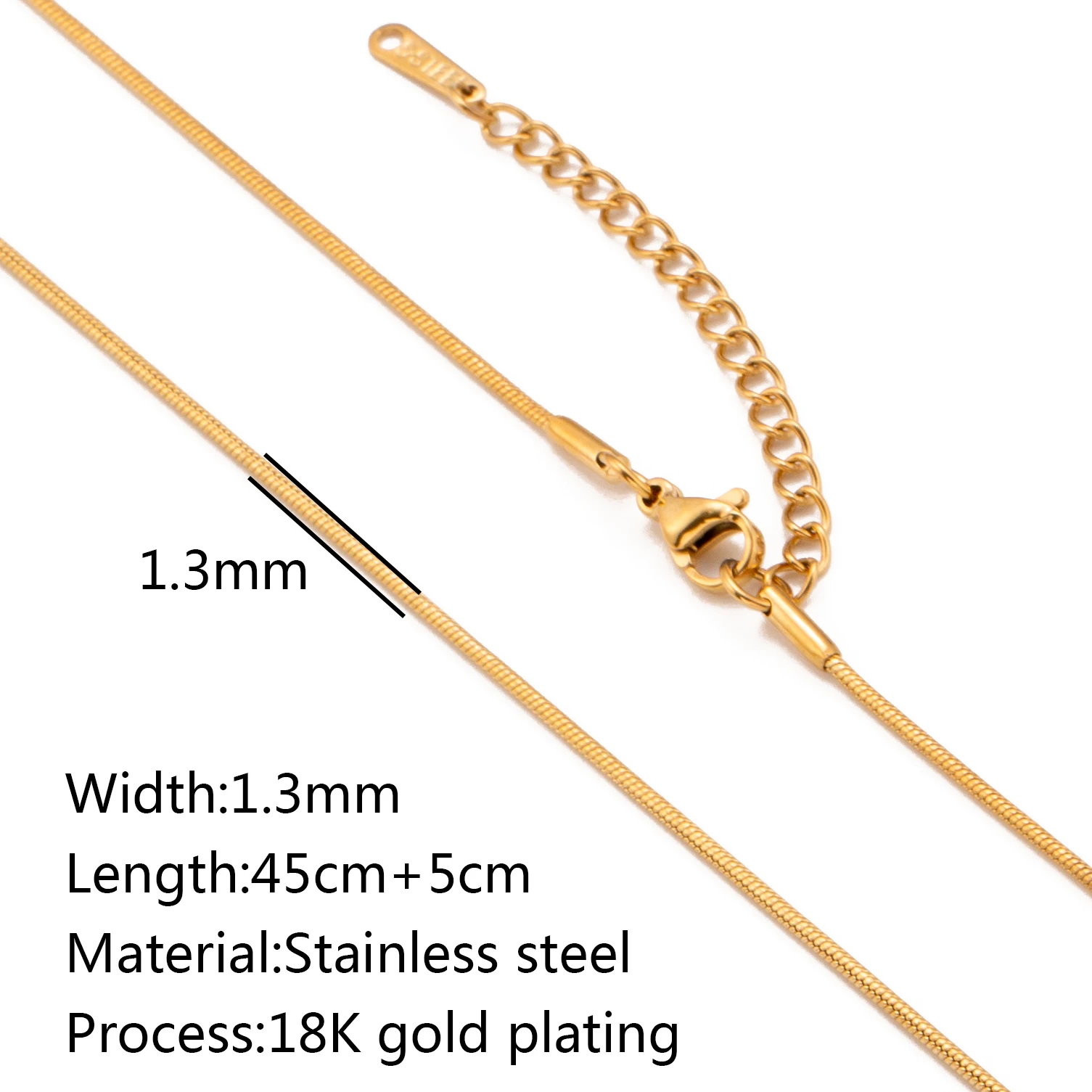 5pc 18K goudkleur PVD verguld roestvrij staal Cuba Cross O Ripple Twisted Chain ketting verstelbare ketting DIY ketting groothandel