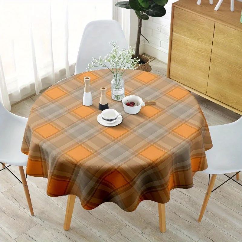 One Bohemian vintage round tablecloth - orange-brown harvest pattern designzyc