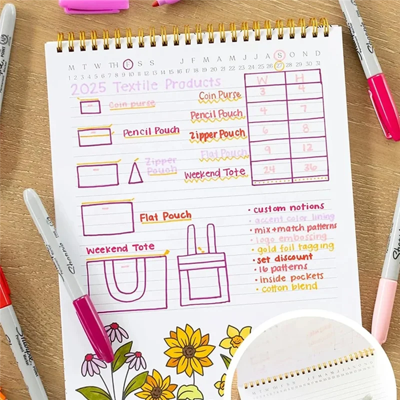 Color-In Spiral For Classroom Office Plan Work Schedule Checklists Planer Book