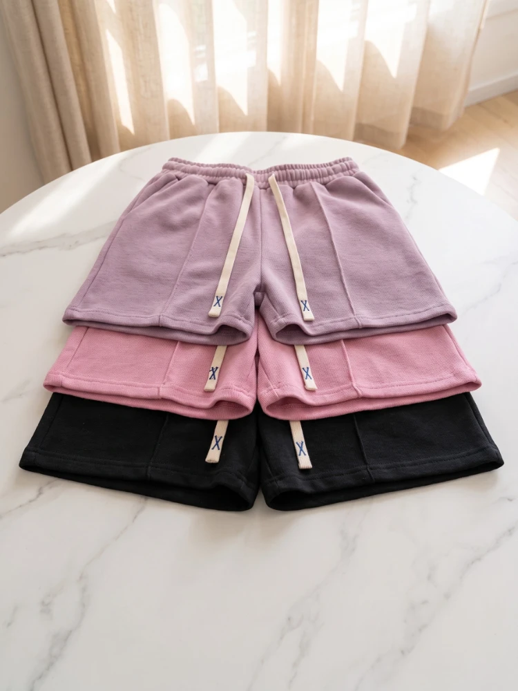 Korean Style Elasticity Lovely Girls Sweet Women Shorts 2026 Summer Students Harajuku Simple Pure Gray Trousers Female