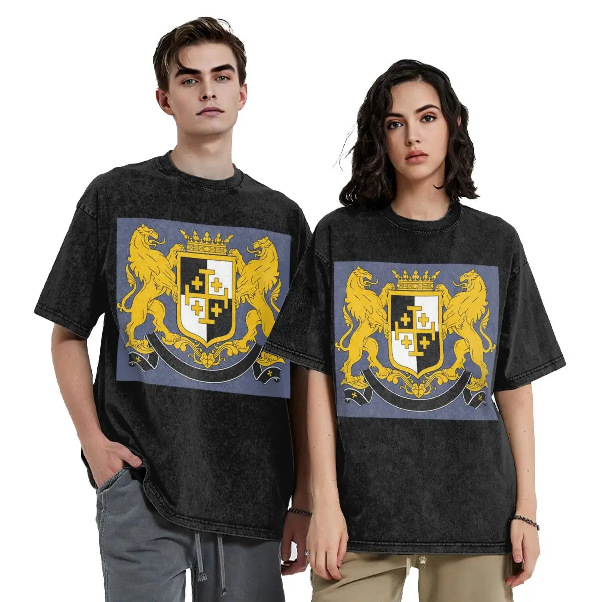 

Templar Flag Greater Coat Of Arms Of Jerusalem Short Sleeve T-Shirts Washed Tops Tees Streetwear T Shirt Oversized for Men Women