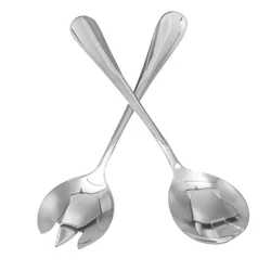 2 PCS Shiny Serving Utensils Restaurant Set Stainless Steel Tableware Salad Slender Neck