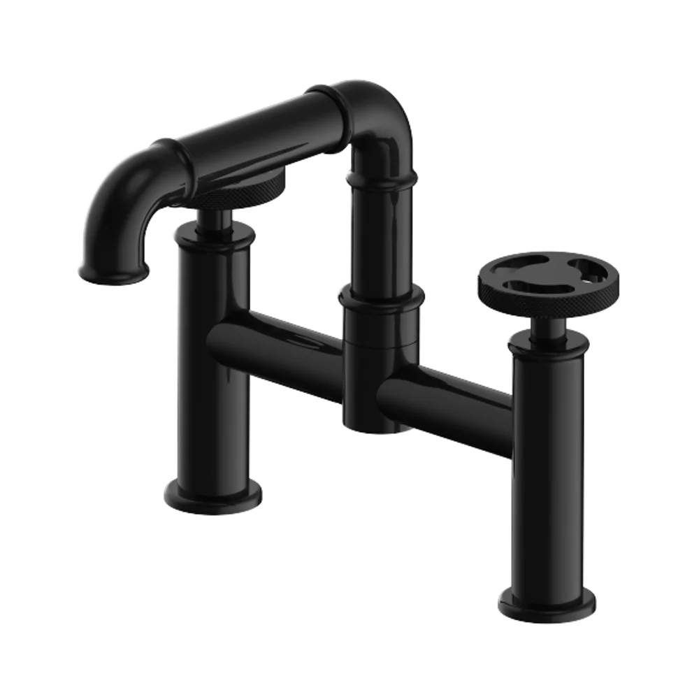 

Contemporary Two Dual Handle Deck Mount Tub Faucet Ceramic Valve Core Basin Faucets Dual Handle Bathroom faucets