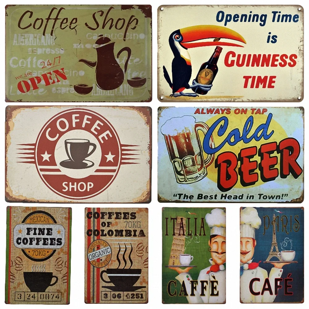 Metal Sign Tin Sign Plaque Metal Vintage Pub Retro Wall Decor for Bar Pub Club Man Cave Metal Posters Mix Random Shipment 10PCS