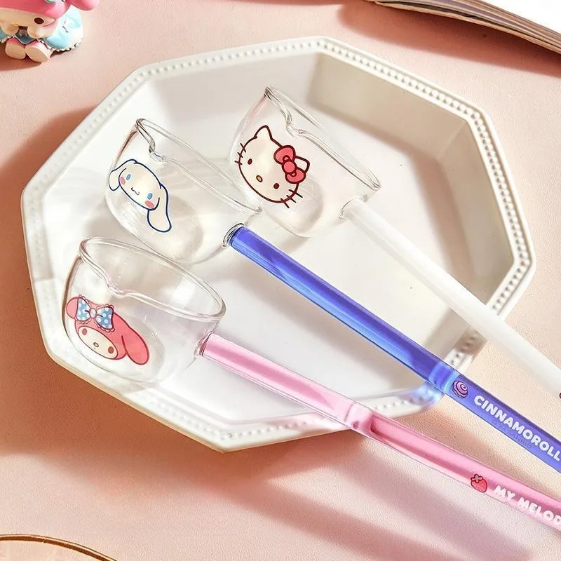 Sanrio My Melody Glass Ladle Long Handle HelloKitty Heat Resistant Cinnamoroll Large Kitchen Utensil for Home Cooking Gifts